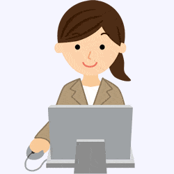 パソコンをいじる女性の画像