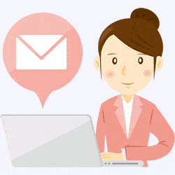 メールを送る女性の画像